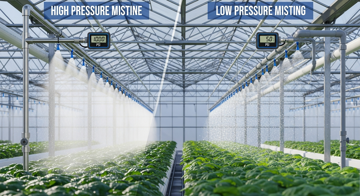 High-pressure vs. low-pressure misting systems for cooling