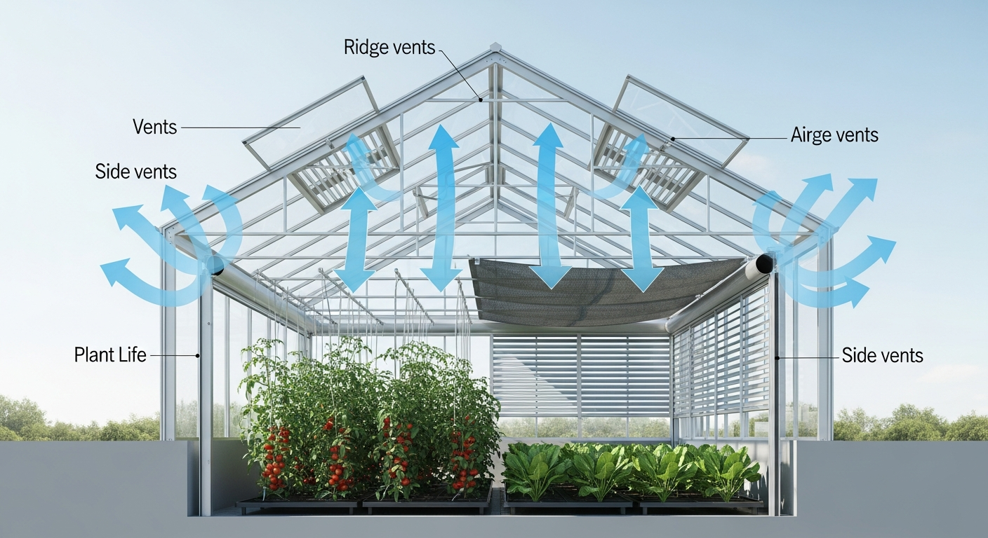 How to design a greenhouse for maximum passive cooling flow