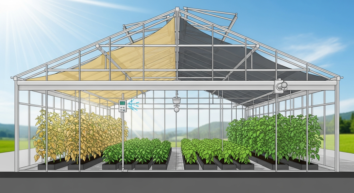 How to prevent sunscald on greenhouse plants with shading