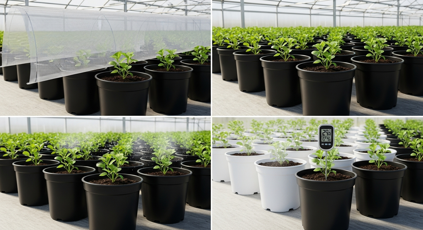 How to reduce heat radiation from black nursery pots