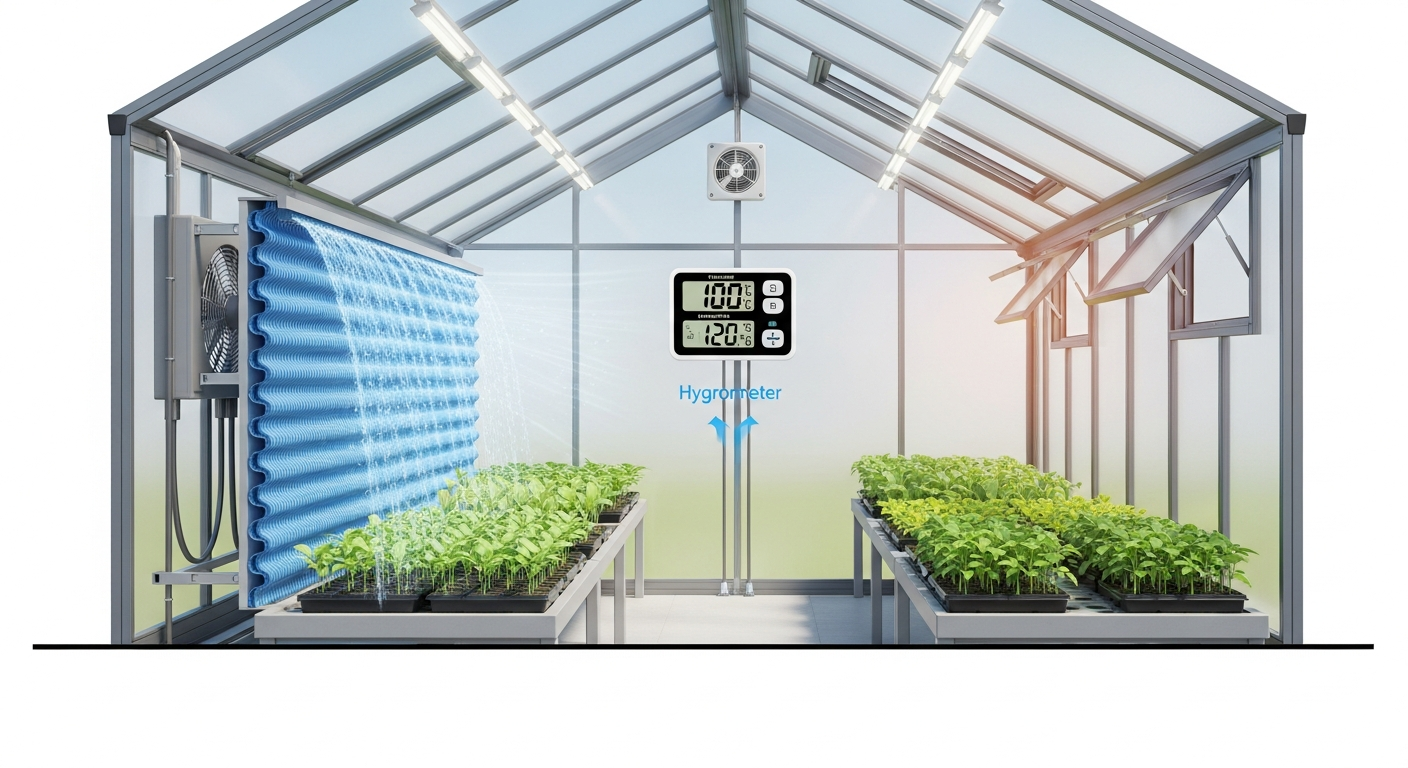 How to use evaporative cooling pads in small greenhouses