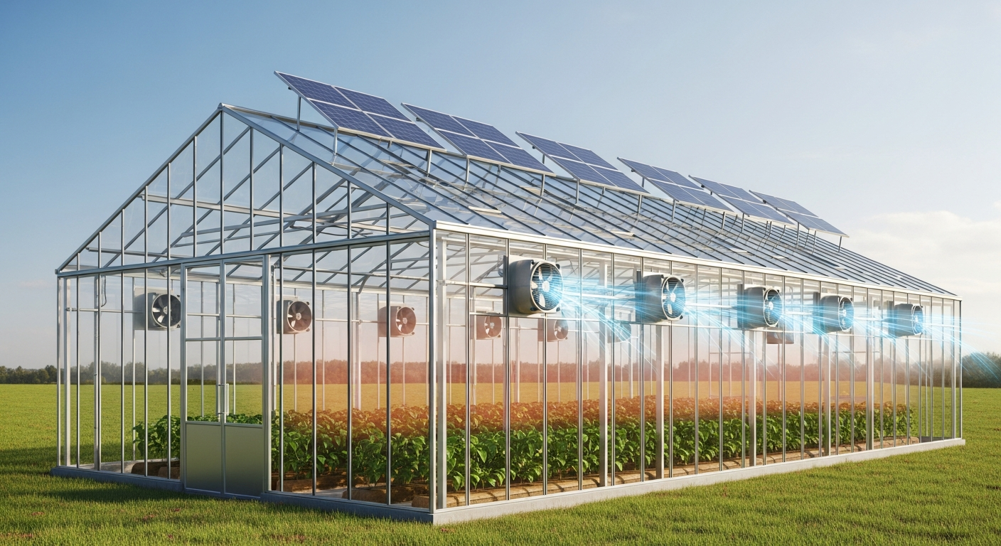 How to use solar-powered fans for greenhouse cooling