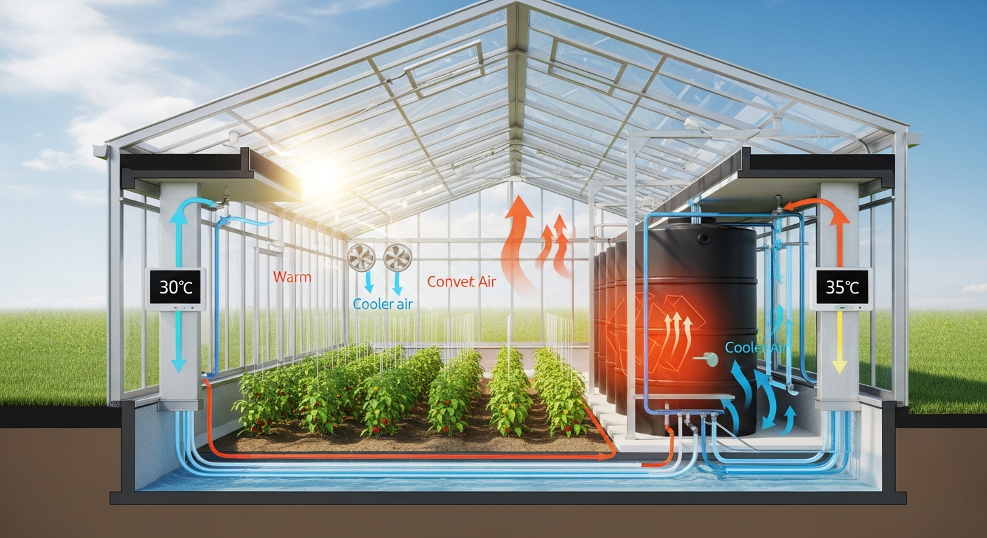 How to use thermal mass to regulate summer greenhouse heat