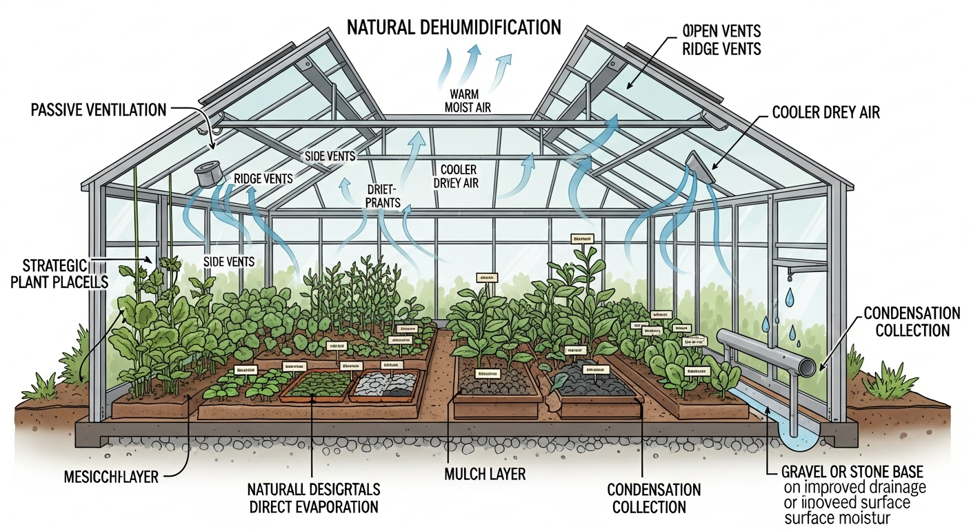 Natural Dehumidification Techniques for Sustainable Greenhouse Management