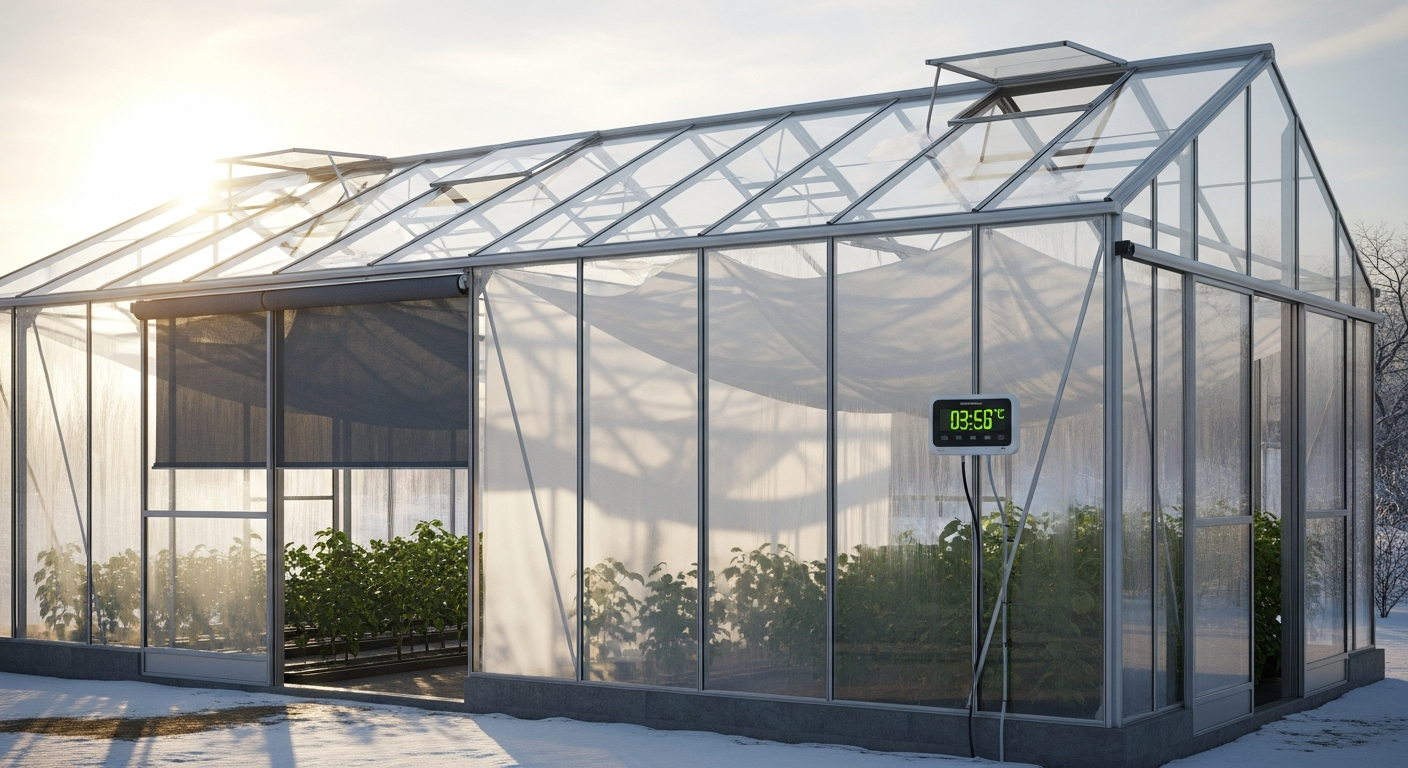 Shading strategies for winter greenhouses to prevent overheating