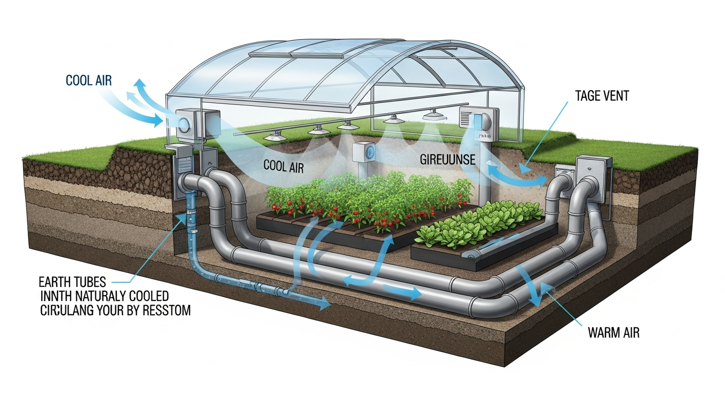 The benefits of earth-tube cooling for underground greenhouses