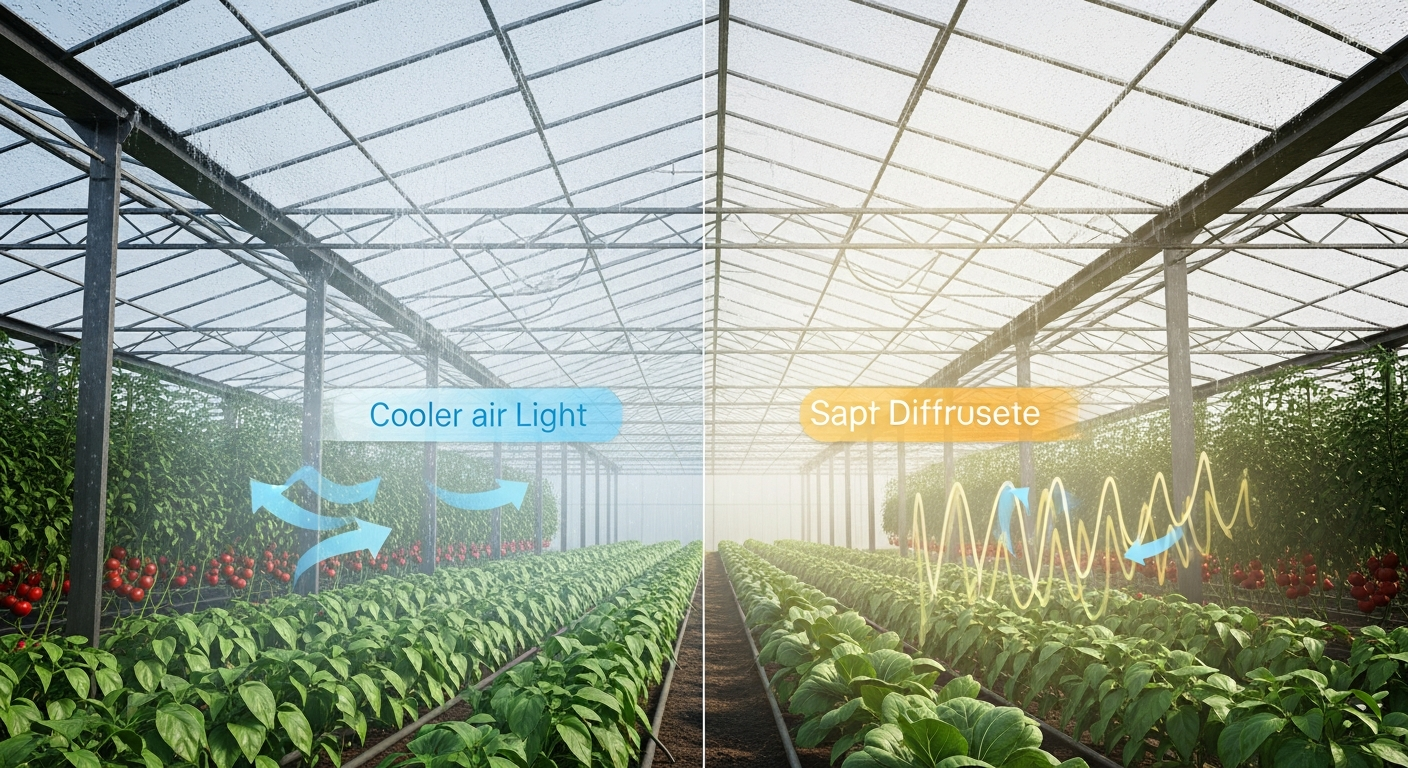The benefits of light-diffusing films for greenhouse cooling
