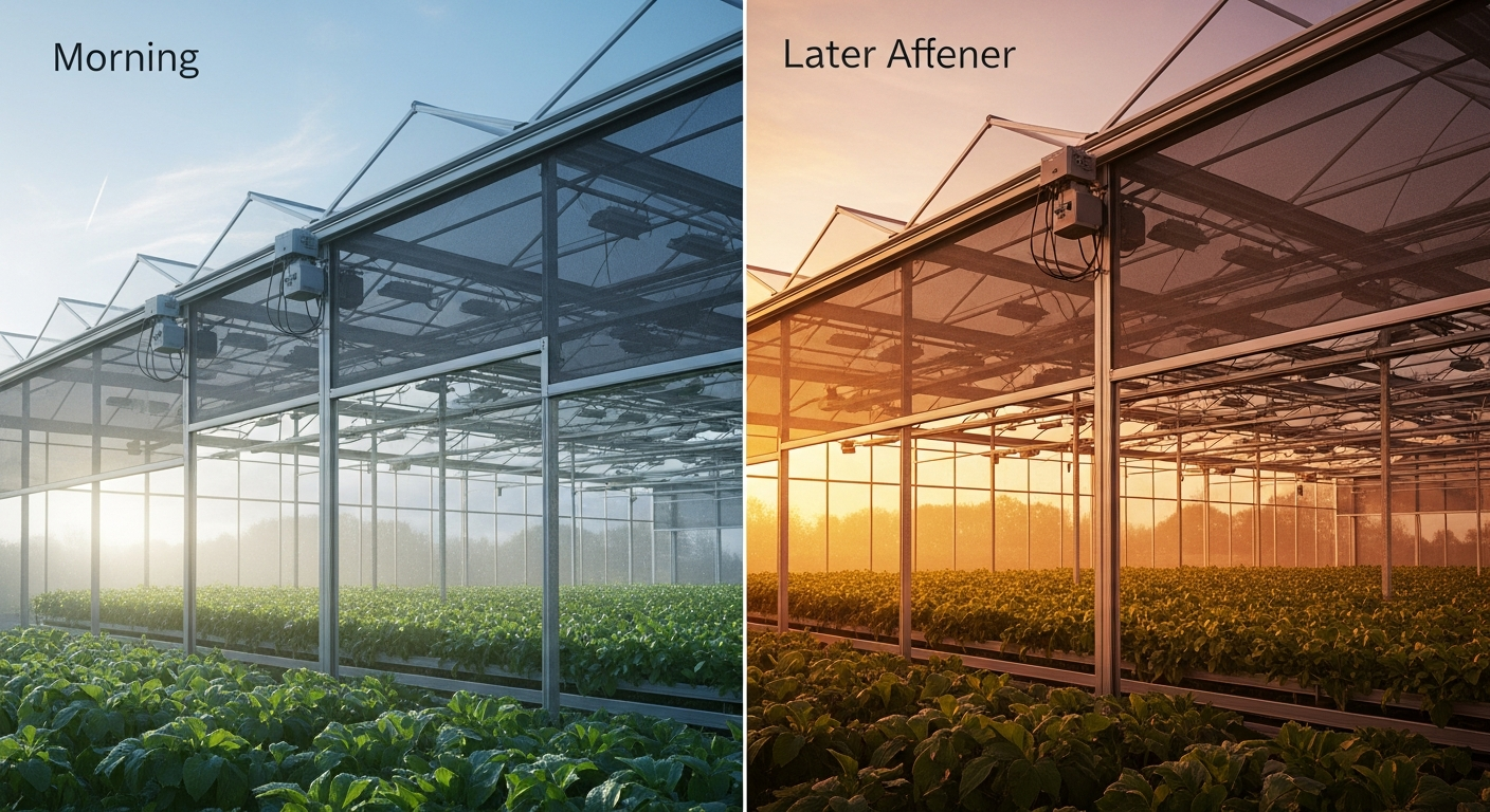 The best time of day to apply and remove greenhouse shading