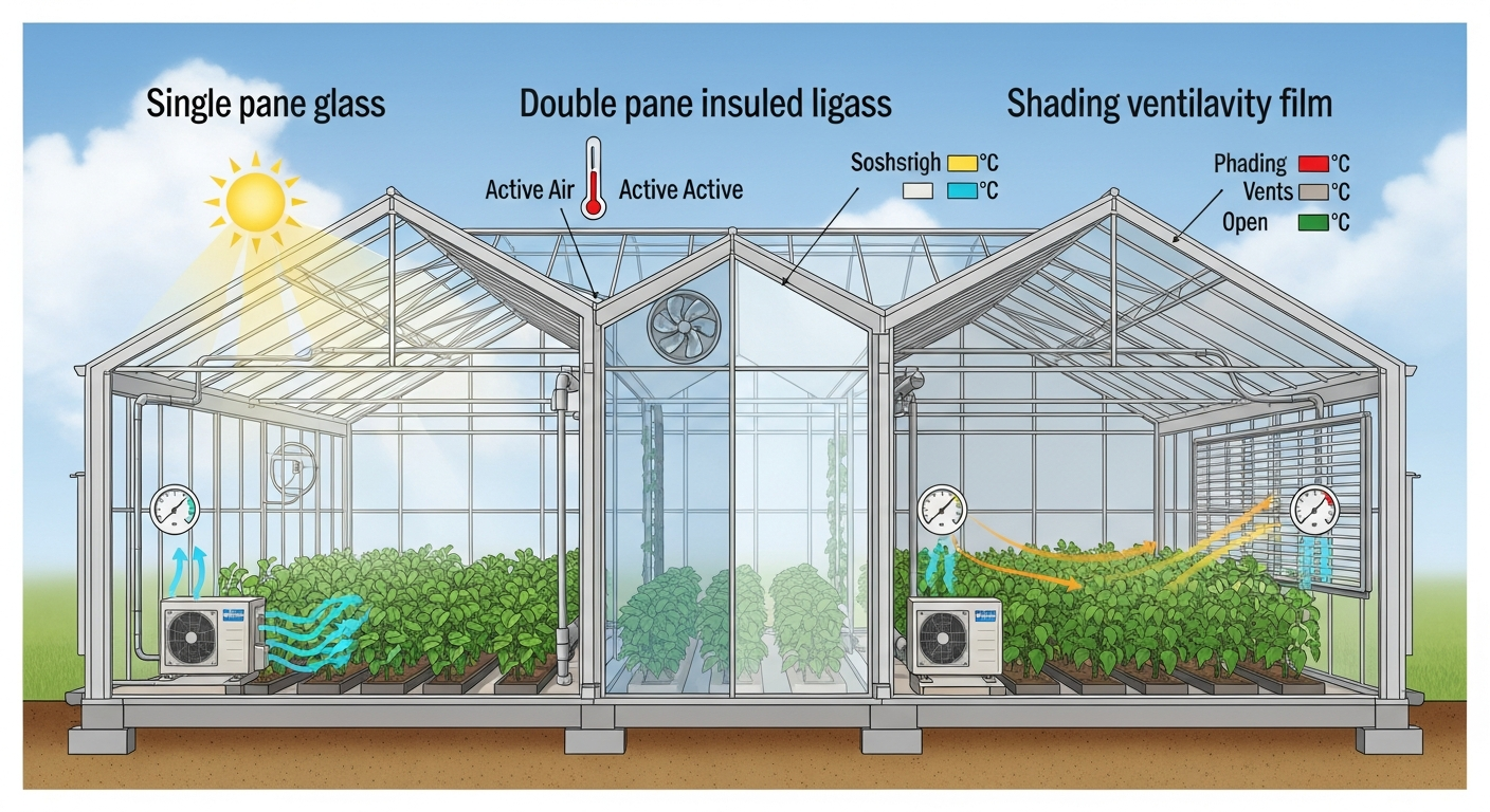 The impact of greenhouse glazing type on cooling requirements