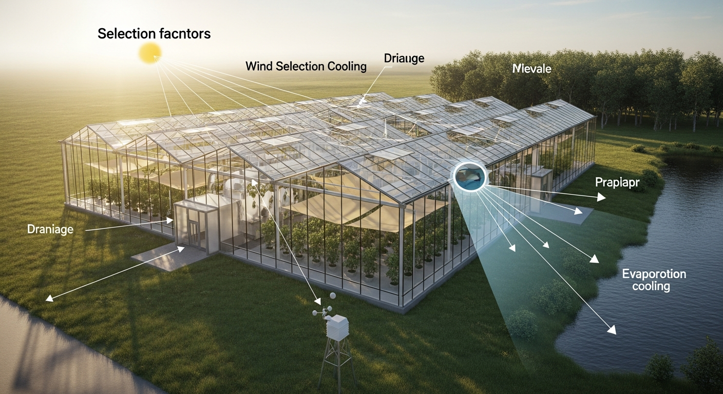 The role of orientation and site selection in greenhouse cooling