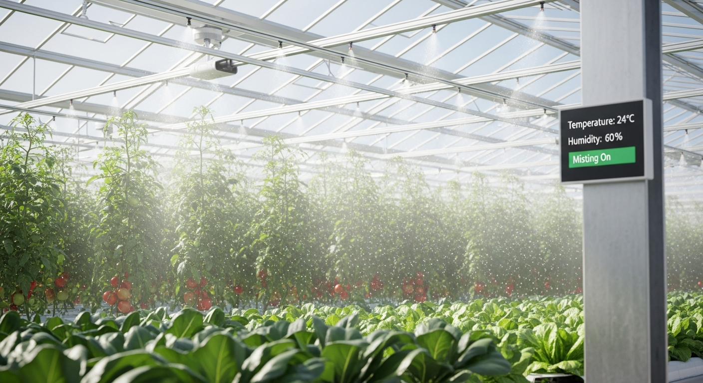 Using misting systems for cooling without over-humidifying