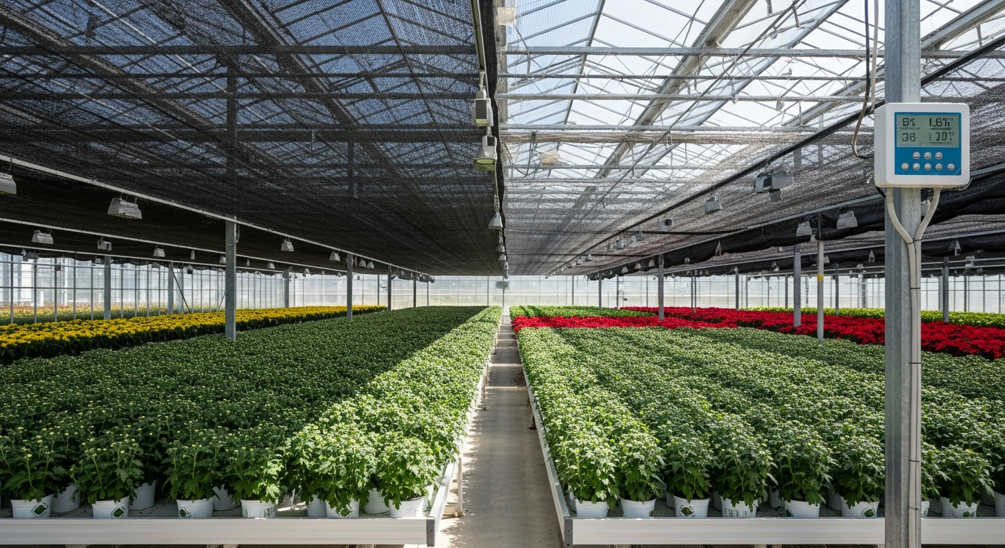 Using shade cloth to control flowering in short-day plants