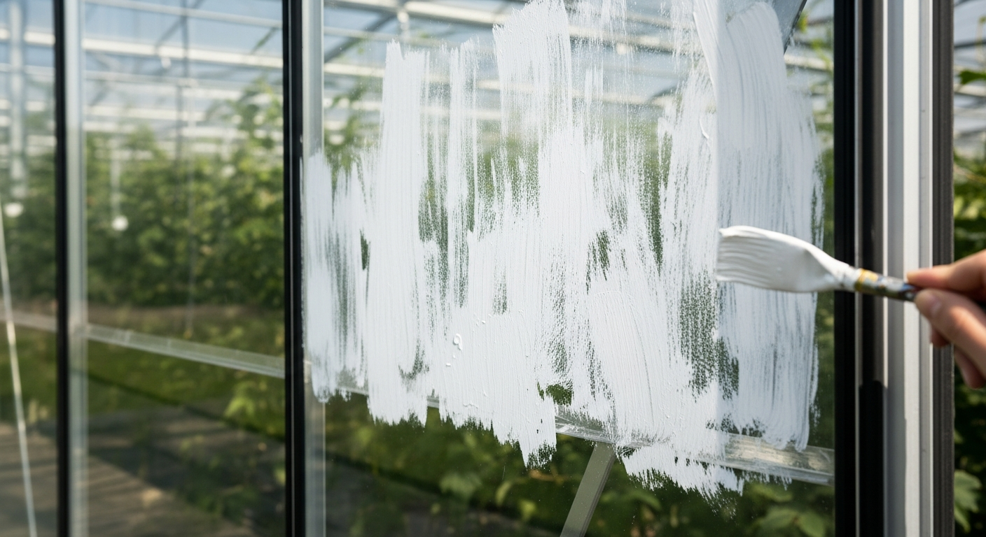 Using white wash paint for greenhouse glass shading