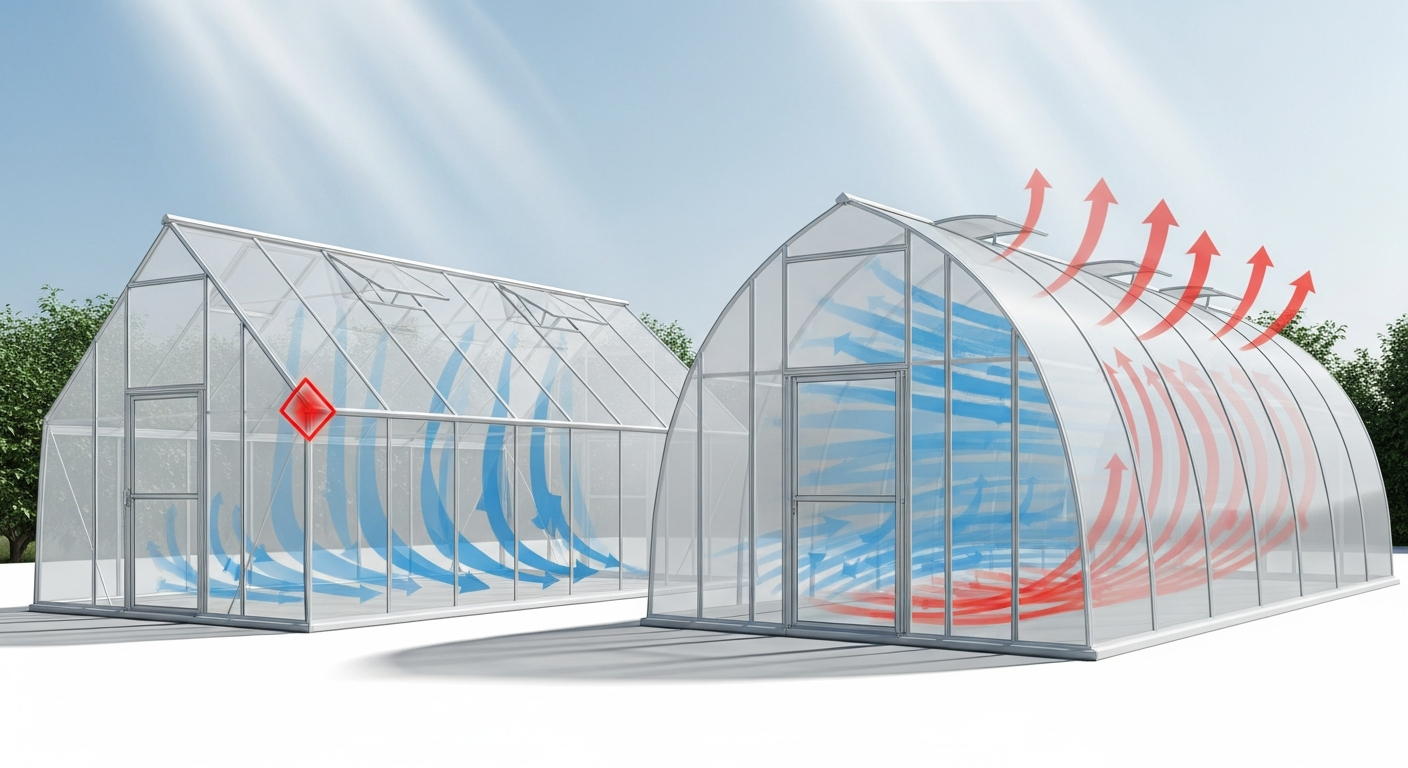 The Impact of Greenhouse Shape on Natural Convection and Airflow